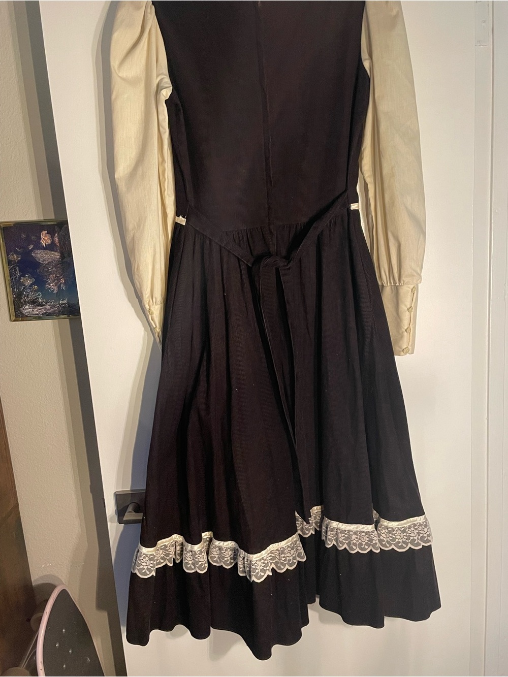 Gunne Sax Brown Corduroy 70s Prairie Midi Dress - Picture 2 of 8